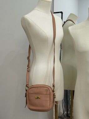 J.Crew Blush Pink Pebbled Leather Camera Crossbody Bag